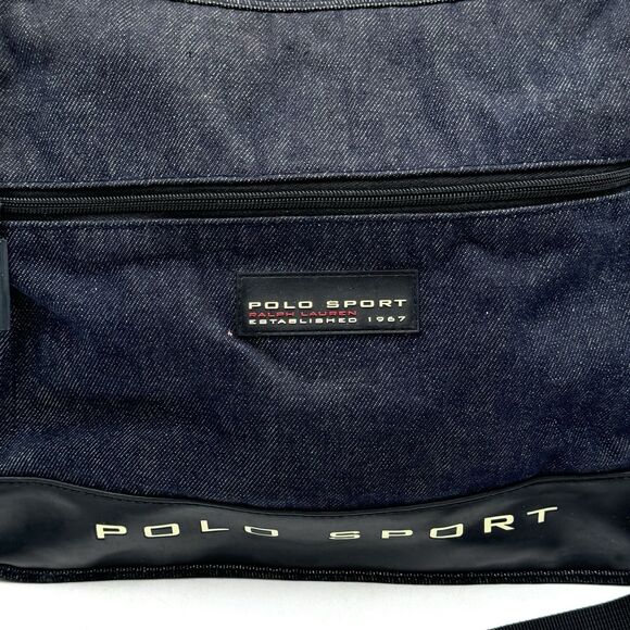Vintage Polo Sport Ralph Lauren Denim Shoulder Crossbody Bag Adjustable Strap - Picture 2 of 14